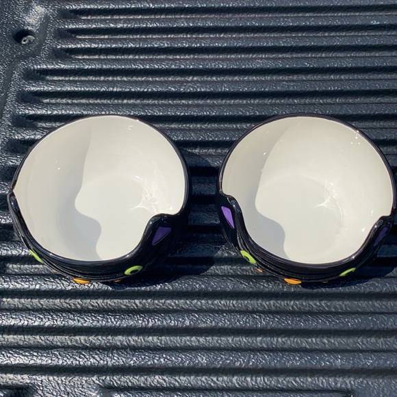 NEW Pair Hallmark 6” Black Cat Halloween Candy Bowls - Picture 2 of 4